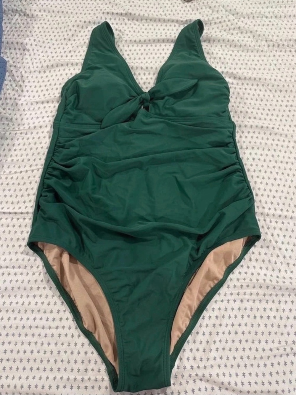 Kona Sol Forest Green One-Piece Swimsuit with Front Knot